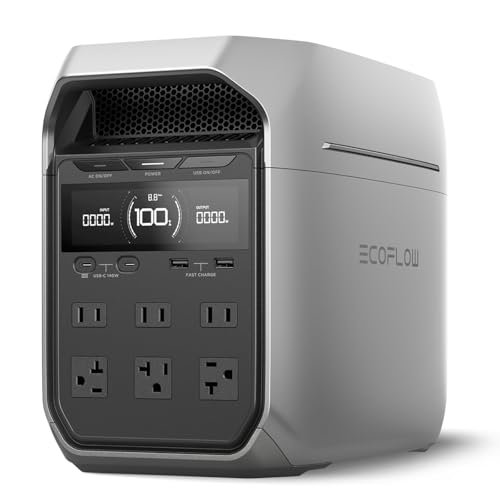 EF ECOFLOW Portable Power Station DELTA 3 Plus, 1024Wh LiFePO4 (LFP) Battery, 1800W AC/140W USB-C Output, Solar Generator (Solar Panel Optional) for Home Backup, Camping&RV