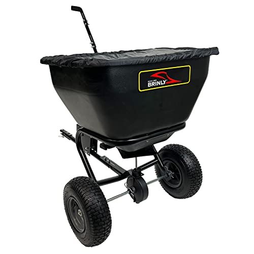 Brinly BS361BH-A Deluxe Tow Behind Broadcast Spreader with Extended Easy-Reach Handle and Weatherproof Cover, 175 lb.