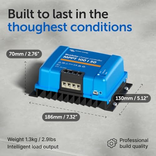 Victron Energy BlueSolar MPPT Solar Charge Controller - Charge Controllers for Solar Panels - 100V, 50 amp, 12/24-Volt