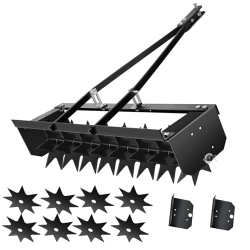WETOXL 35-Inch Spike Tow Behind Aerator for Lawn Tractor, Pull Behind Aerator for Riding Mower with Steel Tines, Tractor Aerator for Farm