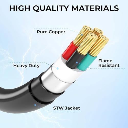CircleCord UL Listed 50 Amp 50 Feet RV/Generator Cord with Locking Connector, Heavy Duty 6/3+8/1 Gauge STW Wire, 14-50P Male and SS2-50R Twist Locking Female for RV Camper and Generator to House