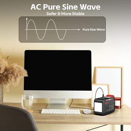 POWSTREAM 300W Solar Generator Power Station - 236Wh Portable Power Station with 60W Foldable Solar Panel Included, Pure Sine Wave Power Supply for Camping Emergency Home Blackout