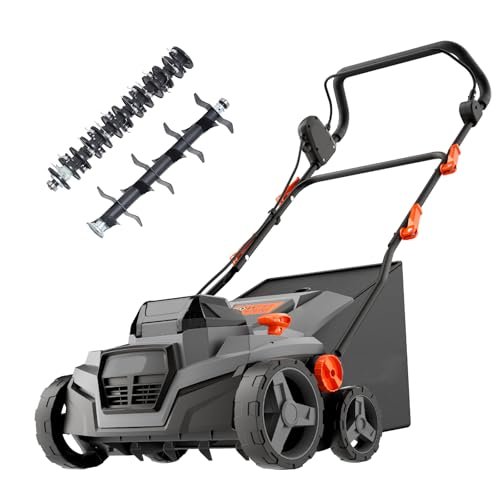 Cordless 15IN 2-in-1 Scarifier & Dethatcher Compatible with Dewalt 20v Battery (Tool Only), 12 Gal Collection Bag, Air Boost Technology, Quick Fold & 3 Adjustable Position, Walk-Behind for Lawn Care