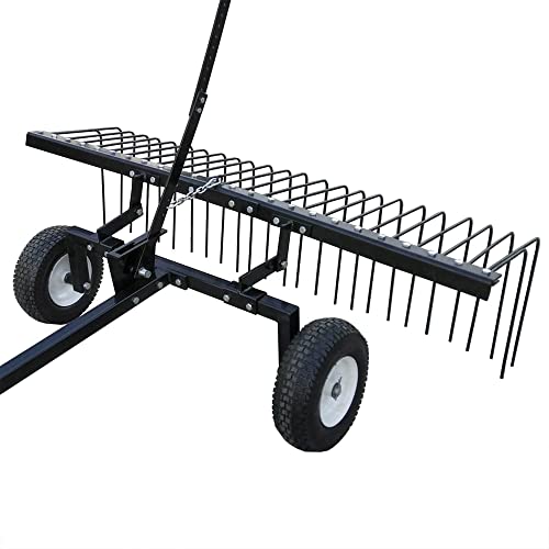 Yard Tuff Tow Behind Lawn Sweeper 60-inch Rake for ATV or Tractor with 12