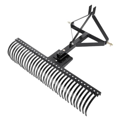 VEVOR Tow Behind Dethatcher, 60-inch Tow Dethatcher with 32 Steel Tines, 3-Point Lawn Dethatcher Rake with Attachments for Tractor, Landscape Rake for Garden, Farm, Grass
