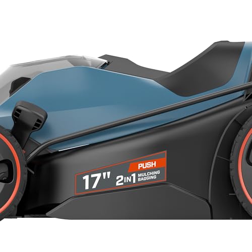SENIX 2X2 40V Max* 17-Inch Cordless Push Lawn Mower with Brushless Motor, 2-in-1 Mulching & Bagging, 6-Position Height Adjustment, Includes 13-Gallon Bagger, Batteries, and Charger (LPPX2-M5)