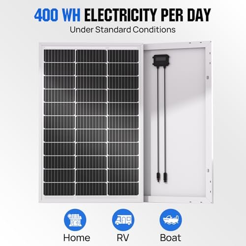 ECO-WORTHY 2pcs 100 Watt Solar Panels Monocrystalline Solar Panel for 12V/24V Battery RV Marine Boat and Other Off-Grid Applications, 2-Pack 100W
