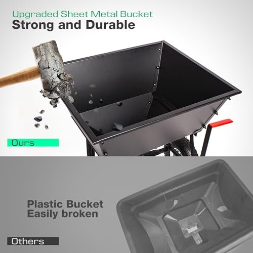 Suchtale Tow-Behind Broadcast Spreader, 90 lbs Capacity, Heavy Duty Fertilizer and Seed Spreader with Adjustable Flow Control Lever,10