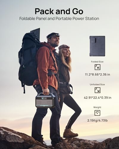 Solar Generator 600W (1200W Surge), Portable Power Station with 100W Solar Panel, 576Wh (180,000mAh) LFP Battery with AC & DC Outlets, 1Hour Fast Charging for Home & Emergency, Camping & RVs, CPAP