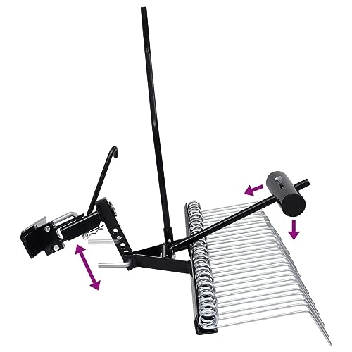 VRAXO Scarifier Black Galvanized Steel 42.9 in Length Durable,Lawn Aerators & Dethatchers-154454
