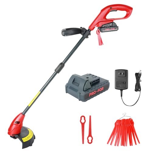 PRO-FOR 20V Max Cordless Grass Trimmer with Nylon Blade, 2-in-1 Stringless Trimmer & Lawn Edger, Lightweight Weed Wacker for Efficient Yard Maintenance
