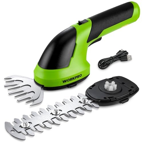 WORKPRO Cordless Grass Shear & Shrubbery Trimmer - 2 in 1 Handheld 7.2V Electric Grass Trimmer Hedge Shears/Grass Cutter Rechargeable Lithium-Ion Battery and Type-C Cable Included