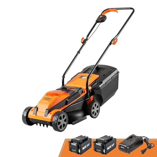 LawnMaster CLM2413A Cordless 13-Inch Lawn Mower 24V Max with 2X4.0Ah Battery and a Charger