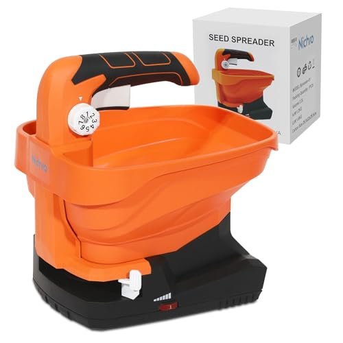nichro Seed Spreader, USB Rechargeable Handheld Spreader for Year-Round, 8 Seed Settings & 6 Speed Levels, Battery Operated Spreader for Grass Seed, Fertilizer & Ice Melt (Battery Included)