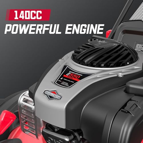 PowerSmart 21-Inch 140cc B&S Engine Self-Propelled Lawn Mower – 6-Position Adjustable Cutting Height, 3-in-1 Mulching, Side Discharge, and Rear Bagging, Easy Start
