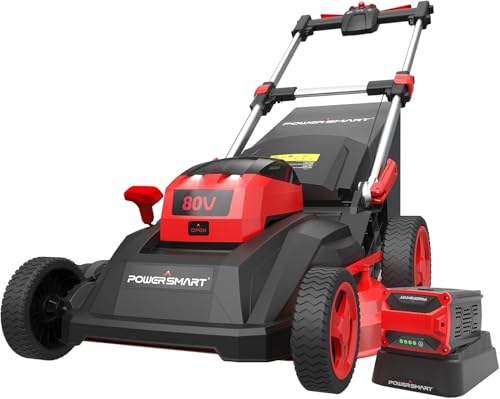 PowerSmart 80V Electric Lawn Mower, 26-Inch Cordless Self Propelled Brushless Motor, 6.0Ah Battery and Charger PS76826SRB