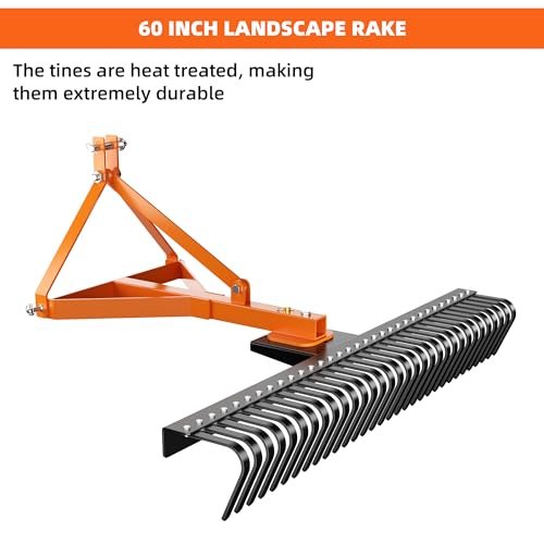 GarveeTech 5 Ft Landscape Rock Rake, 3 Point Tractor Rake with 2