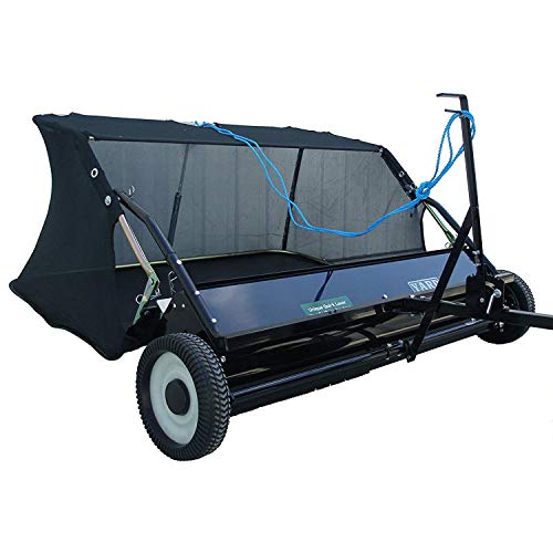 Yard Tuff 38-Inch Wide Quick Assembly Tow Style Lawn Sweeper with Hitch for ATVs or Tractors for Debris, Leaves, Grass, Twigs, Pebbles & More, Blue