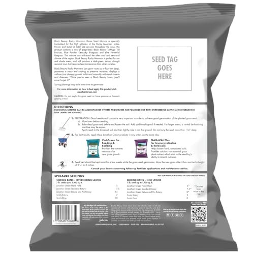 Jonathan Green (10383) Black Beauty Rocky Mountain Colorado Grass Seed Mixture (Made for Colorado, Montana, Utah, and Wyoming) - Cool Season Lawn Seed (7 lb)