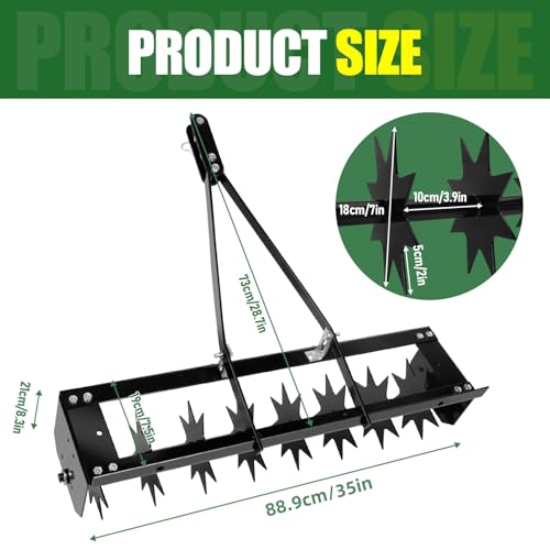 WETOXL 35-Inch Spike Tow Behind Aerator for Lawn Tractor, Pull Behind Aerator for Riding Mower with Steel Tines, Tractor Aerator for Farm