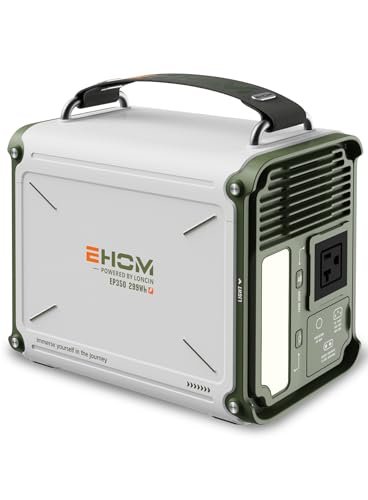 EHOM Portable Power Station 350W (Peak 700W), EP350 299Wh Solar Generator with 120V Pure Sine Wave AC/USB/Car Outlets, Backup Lithium Battery Generator for CPAP Outdoor RV Camping Emergency Blackout