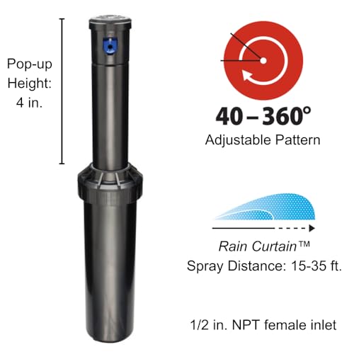Rain Bird CP350012PK Professional Grade Rotor with Rain Curtain Nozzle Set, 40° to 360° Pattern, 15' to 35' Spray Distance, 12-Pack