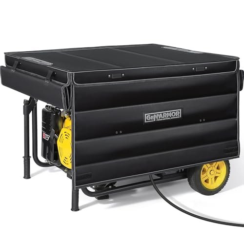 GenArmor Generator Covers While Running, 100% Waterproof Heavy Duty Tarps Generator Tent, Portable Outdoor Generator Enclosure for Most 4000w~13000w Generators, Black