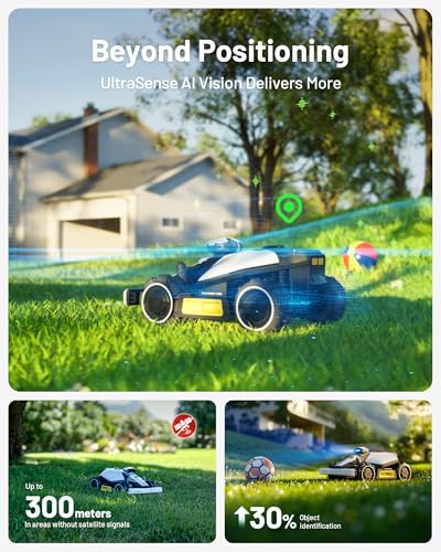 Mammotion LUBA Mini AWD 800H Robot Lawn Mower with 4G, Reception 0.2 Acre, Max. 0.25 Acre, All-Wheel-Drive for 80% Slope, UltraSense AI Vision+RTK Auto-Mapping, Cutting Height 2.2