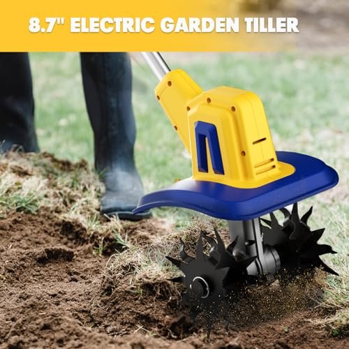 Cordless Tiller Cultivator Compatible with Dewalt 20V Battery(Tool Only), Electric Garden Tiller w/270 RPM, 48 Steel Tines, 8.7