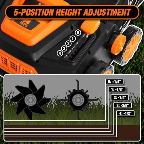 WEN 15-Inch 13-Amp 2-in-1 Electric Dethatcher and Scarifier with 12-Gallon Collection Bag (DT1315)