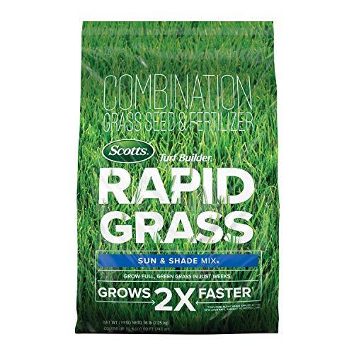Scotts Turf Builder Rapid Grass Sun and Shade Mix, Combination Seed and Fertilizer, Grows Green Grass in Just Weeks, 16 lbs.