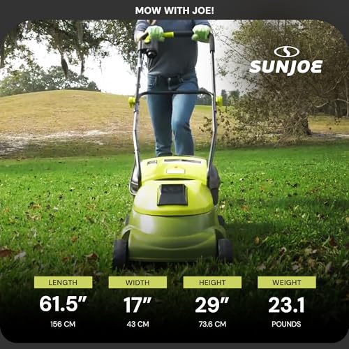 Sun Joe MJ401C-PRO 14-Inch 28-Volt Cordless Push Lawn Mower, w/Rear Discharge Chute, Pro Version