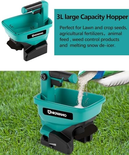Uniqwamo Grass Seed Spreader Compatible for Ma-kita BL1820B BL1830B BL1840 18v Li-ion Battery, Handheld Power Spreader, Available Year-Round, Seed Spreaders for Lawns, Rock Salt (Battery not Included)