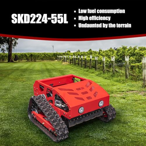 Lawn Mower, Remote Control Lawn Mower, Small Crawler Oil-Electric Hybrid Four-Wheel Drive Lawn Mowing and Weed Whacker, All Terrain Grass Cutter Yard Mower, 45Â° Climbing (SKD-224-55)