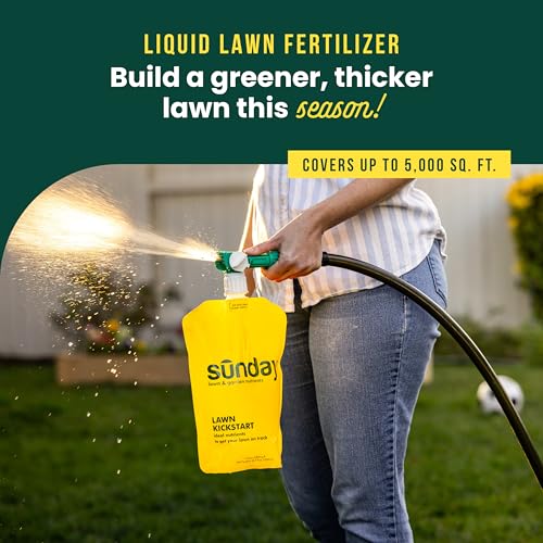 Sunday Lawn Kickstart Fertilizer, 42.3oz, 2 Pack - Fertilizer for Grass Improvement - Includes Universal Sprayer Attachment - Covers Up to 10,000 Sq Ft - Easy Application in 15 Minutes or Less