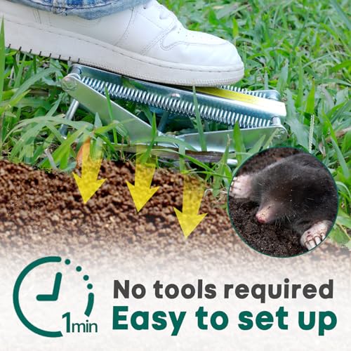 Garsum Mole Traps That Kill, EasySet Vole Gopher Trap for Lawns, Reusable Quick and Clean Kill,1 Eliminator Scissor Trap