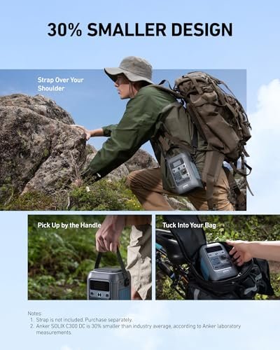 Anker SOLIX C300 DC Power Bank Station, Outdoor 288Wh Portable Power Station, LiFePO4 Battery, 300W Solar Generator, for Camping, Traveling, and Emergencies (No Wall Charger Included)