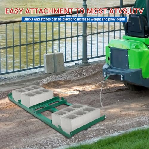 CuisinAid 48”Lawn Leveling Rake & Driveway Drag Harrow - Heavy-Duty Tow-Behind Tool with 4FT Reinforced Chain - for ATV, UTV, Tractor, Mower - Gravel, Soil, Yard & Landscape Grading