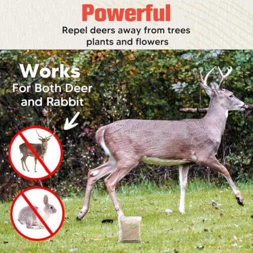 Deer Repellent, Rabbit Repellent Outdoor, Deer Deterrent for Garden, Ready-to-Use Deter Pests from Lawn,Keep Rabbits Out of Backyard-8 Packs
