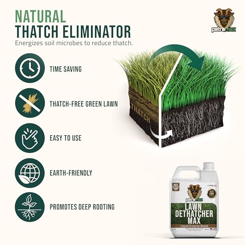 PetraTools Liquid Dethatcher, Lawn Dethatcher & Aerator, Grass Dethatcher & Thatch Rake Alternative, Thatch Remover, Liquid Thatch Remover, Lawn Dethatch Product, Lawn Dethatching Solutions (32 Oz)