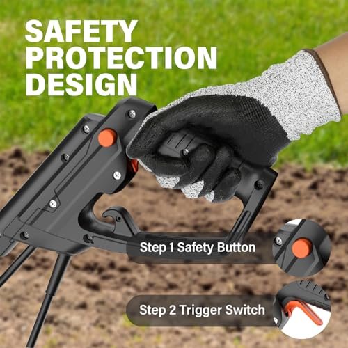 MAXLANDER Electric Tiller Cultivator, 14 Inch 12 Amp Corded Tiller for Gardening with Foldable Handle, 4 Steel Tines, Garden Rototiller with Wheels for Lawn Yard Soil Cultivation