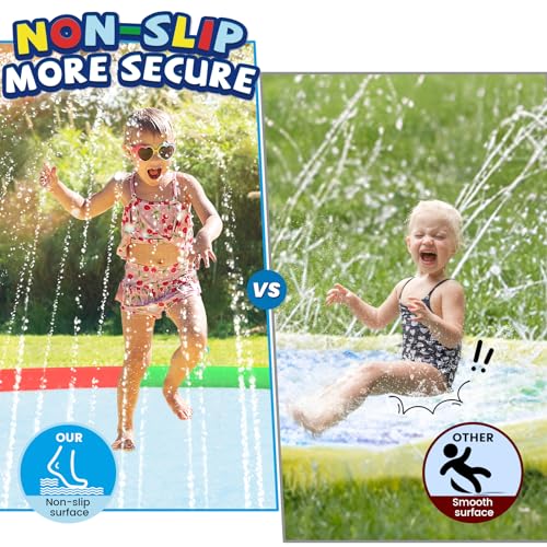 ODOSOLA 16ft Large Splash Pad for Kids Ages 4-8, Non-Slip Baby Splash Pads for Toddlers, Oversized Kids Sprinklers for Yard, Heavy Duty Kid Pools Water Toys for Outdoor Family, Friends Summer Fun