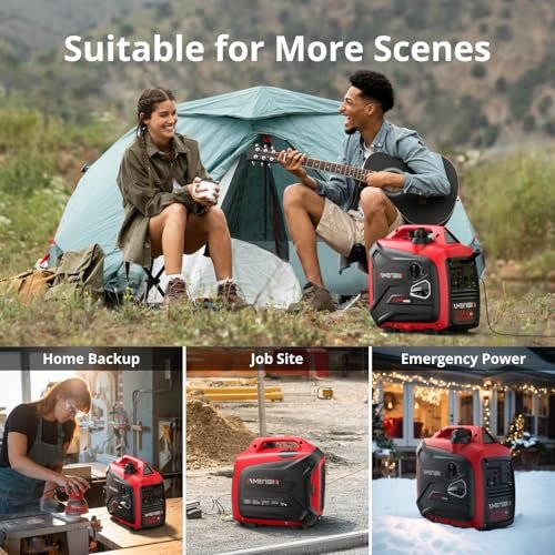 AMERISUN 2500-Watt Gas Powered Portable Inverter Generator, CO Sensor, Super Quiet for Home Backup, Emergency, Camping, EPA Compliant 2025 Version