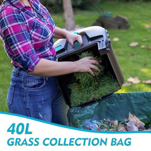 16 inch Electric Lawn Mower, 2x20V Cordless Mower, 6-Position Cutting Height Adjustment with 2x4.0Ah Batteries & Dual Charger