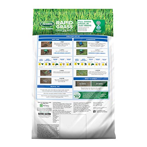 Scotts Turf Builder Rapid Grass Sun and Shade Mix, Combination Seed and Fertilizer, Grows Green Grass in Just Weeks, 16 lbs.