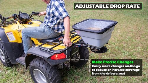 Yard Commander - 80 LB ATV/UTV Broadcast Spreader - 12-Volt Heavy Duty Motor - Salt, Seed, Fertilizer & More - Adjustable Drop Rate - Included Hopper Cover - Mounts to Front or Rear Utility Rack