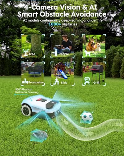 Robot Lawn Mower NO Wire - 0.9 Acre, Full Band RTK+4-Eye Vision Robotic Lawnmower, Automatic Mapping, 30 Multi-Zone Management, 3D Obstacle Avoidance, Anti-Theft, APP Control, ANTHBOT Genie3000