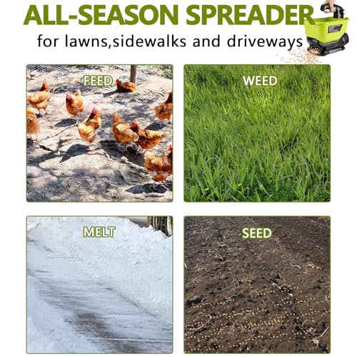 WaxPar Cordless Grass Seed Spreader Compatible with Ryobi 18V Lithium NiCd NiMh Battery,Fertilizer Spreader Available Year-Round Handheld Spreader for Seed, Fertilizer, Salt, Ice Melt (Tool only)