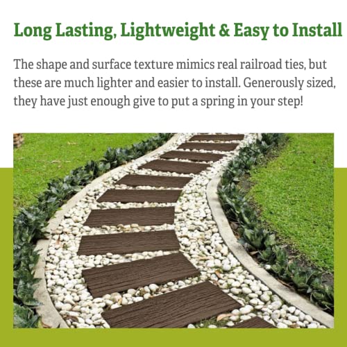 Gardener's Supply Company Recycled Rubber Walkway Railroad Tie Stepping Stone | Outdoor Garden Patio Decor & Lawn Pathway Landscaping Stepping Blocks | Eco-Friendly Garden Decor