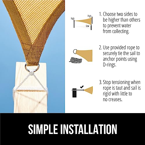 GORILLA GRIP Heavy Duty Sun Shade, UV Protection Fade Tear and Rust Resistant Triangle Sunshade Canopy, Curved Edges Blocks Sunlight, Breathable Sail, Outdoor Patio, Lawn Garden Sand